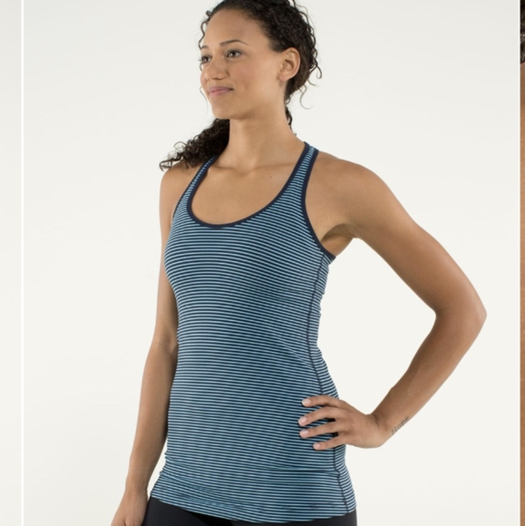 Lululemon Cool Racerback Hyper Stripe Blue Moon / Inkwell - Picture 3 of 9